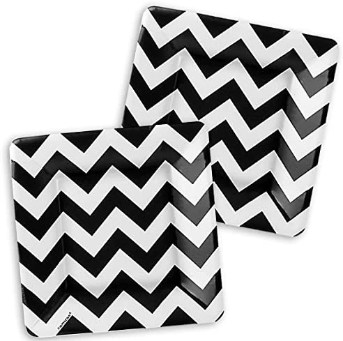 AMSCAN Black And White Chevron 10" Luncheon Plate - Pack Of 18 3 AMSCAN Black And White Chevron 10" Luncheon Plate - Pack Of 18 - Image 2