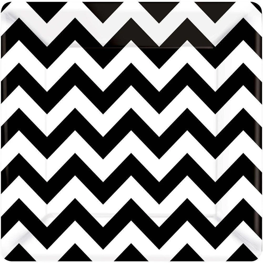 AMSCAN Black And White Chevron 10" Luncheon Plate - Pack Of 18 2 AMSCAN Black And White Chevron 10" Luncheon Plate - Pack Of 18